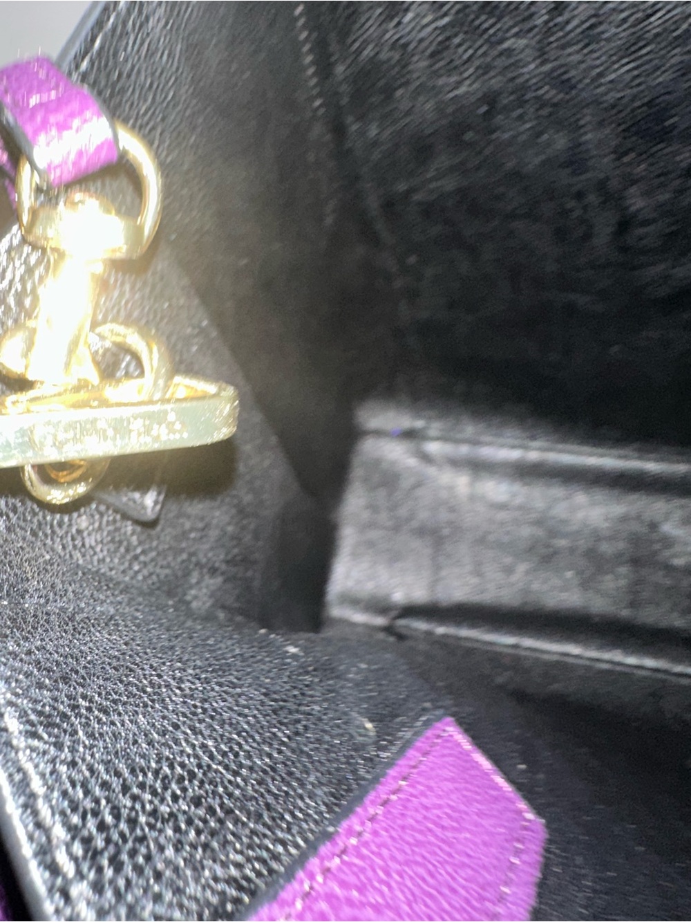 Calvin Klein Deep Purple Leather Tote with Gold Accents - Picture 12 of 15
